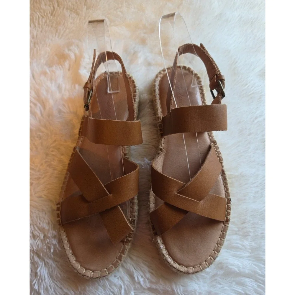 Madewell The Julie Espadrille Sandals in a Brown Leather Crossover Buckle US 9